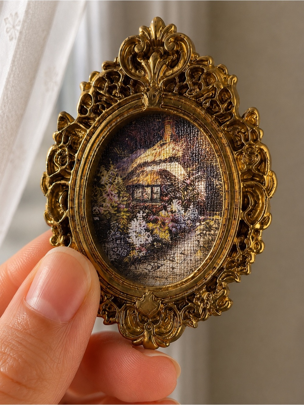 Tiny Framed Canvas Art | A Cottage Garden by Walter Hayward-Young